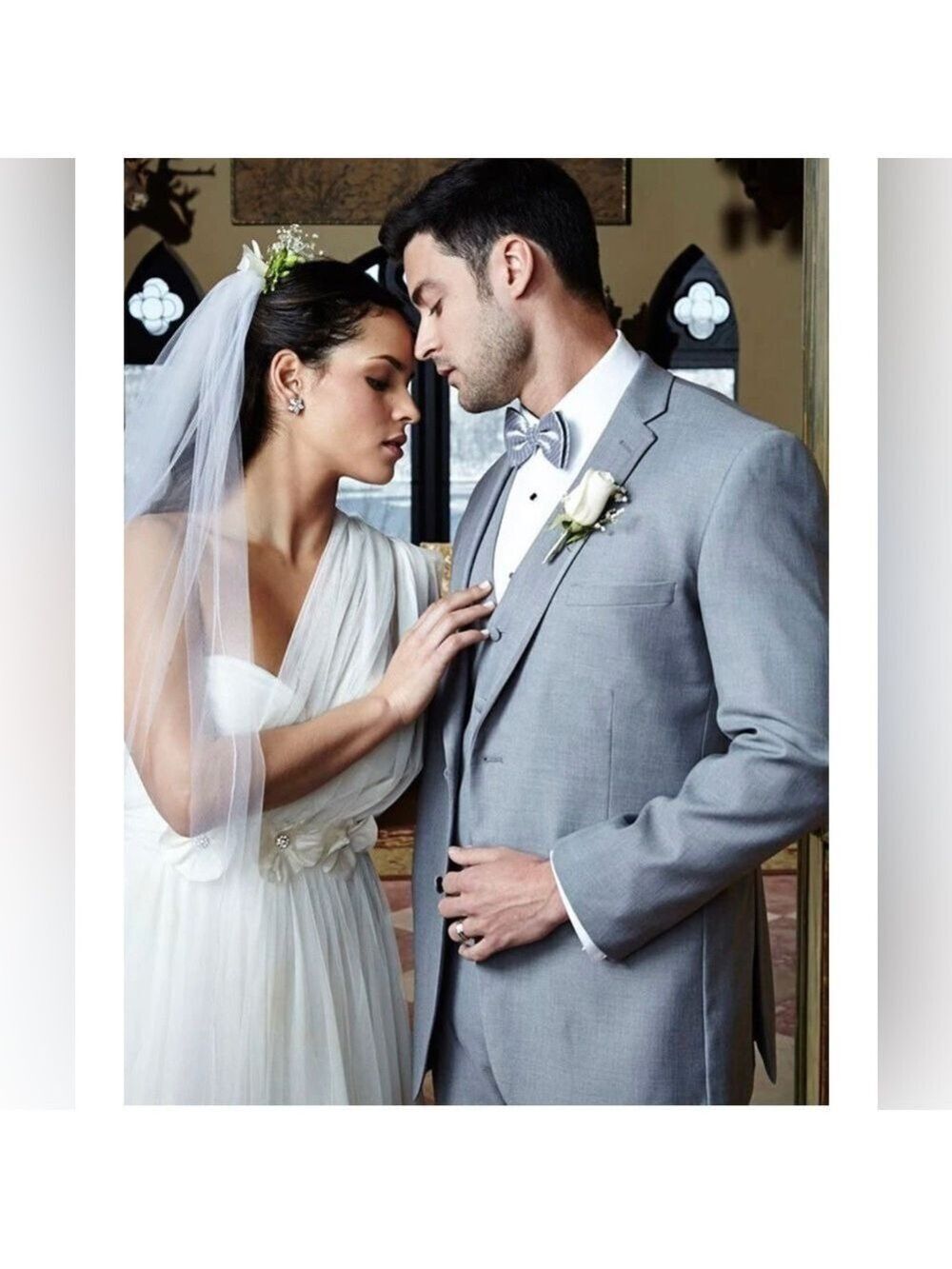 Light Grey Tuxedo Tux Jacket Heather Gray Cardi Infinity 46L 46 Long Modern Fit